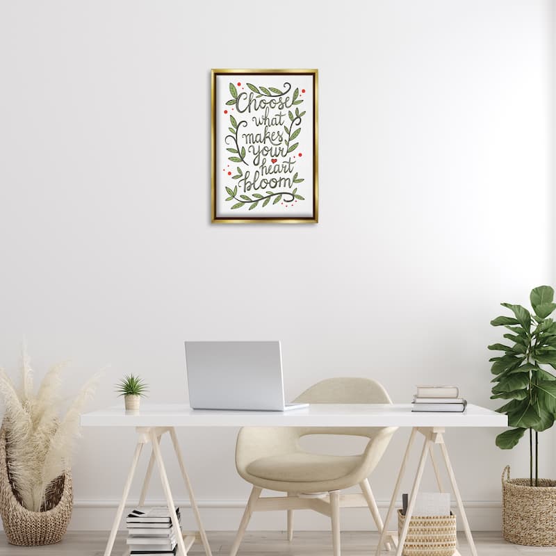 Stupell Makes Your Heart Bloom Framed Floater Canvas Wall Art Design By Martina Pavlova