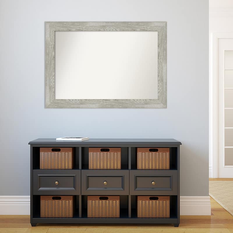 Non-Beveled Bathroom Wall Mirror - Dove Greywash Frame
