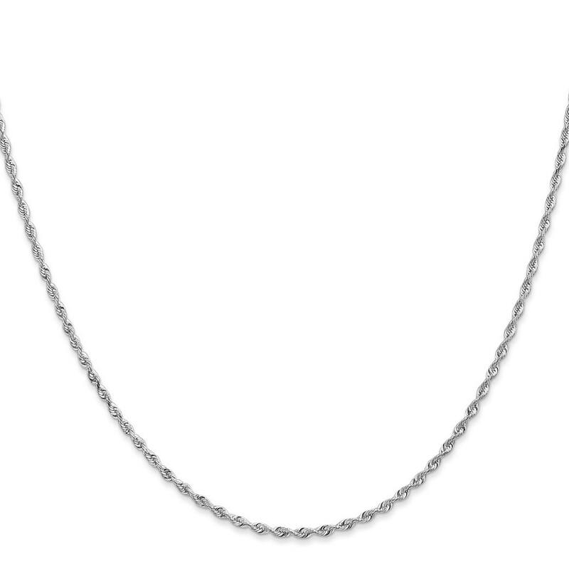 Curata 10k White Gold 1.84mm Sparkle Cut Quadruple Rope Chain Bracelet
