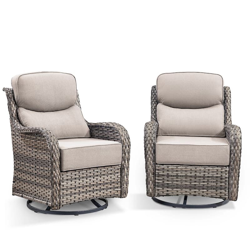 Outdoor Swivel Chairs with 6-Inch Thick Cushions for Garden
