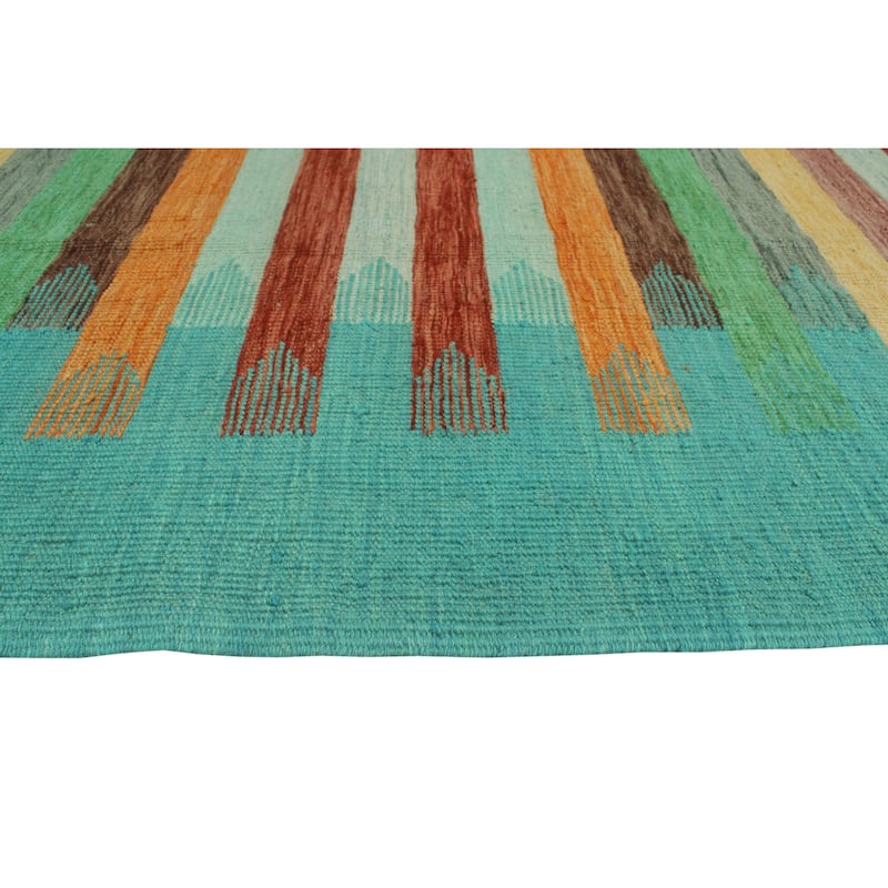 HandWoven Winchester Kilim Zafar Rust/Turquoise Rug 6'7" x 9'10
