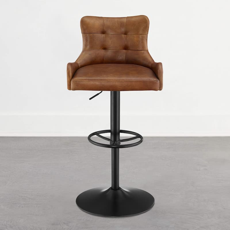 Art Leon Genuine Leather Bar Stool with Adjustable Height