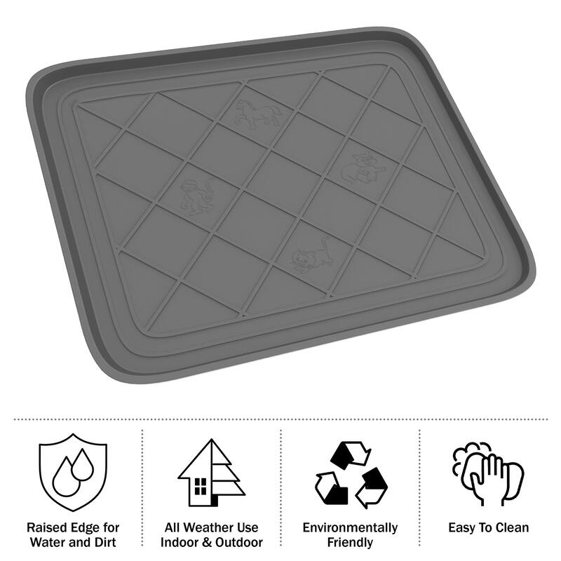 All Weather Boot Tray - Small Water-Resistant Plastic Utility Shoe Mat for Indoor and Outdoor Use by Stalwart (Gray)