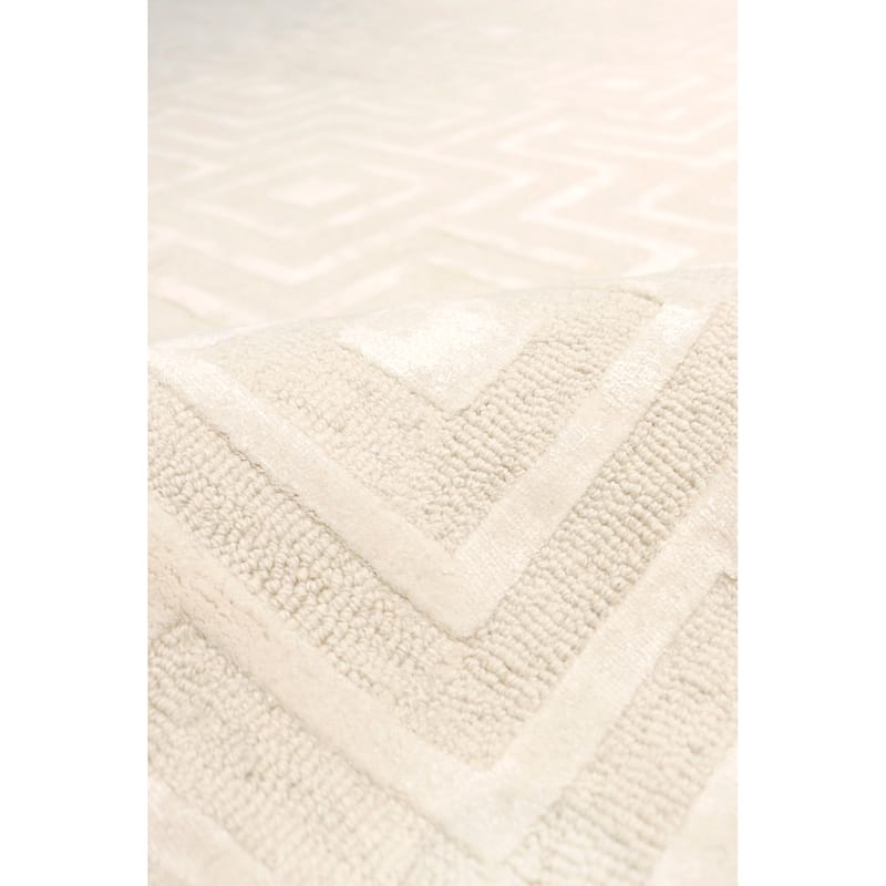 Pasargad Home Edgy Hand-Tufted Ivory BSilk & Wool Area Rug