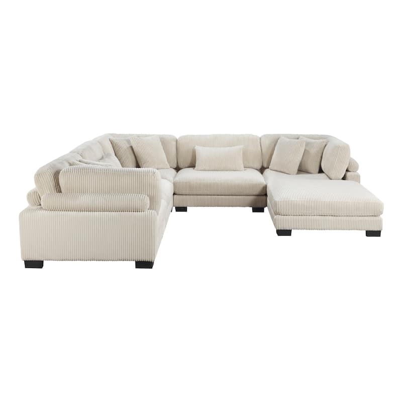 Braidy Corduroy 6-Piece Modular Sectional Sofa with Ottoman