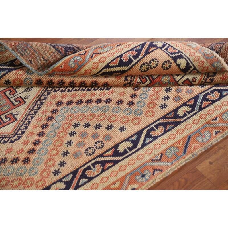 Peach / Pink Shiraz Persian Vintage Area Rug Hand-knotted Wool Carpet - 3'5"x 4'7"