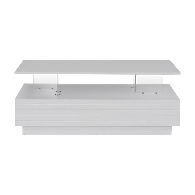 Modern White Rectangular LED Lights Coffee Table