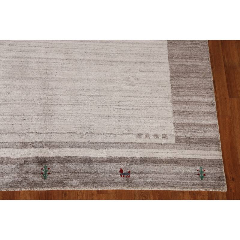 Tribal Beige Gabbeh Indian Area Rug Handmade Oriental Wool Carpet - 5'5" x 7'7"