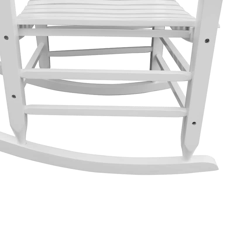 Outdoor Solid Wood Rocking Chair with Wide Seat, Terrace Arm Chairs with Slatted Back for Balcony, Porch, Garden