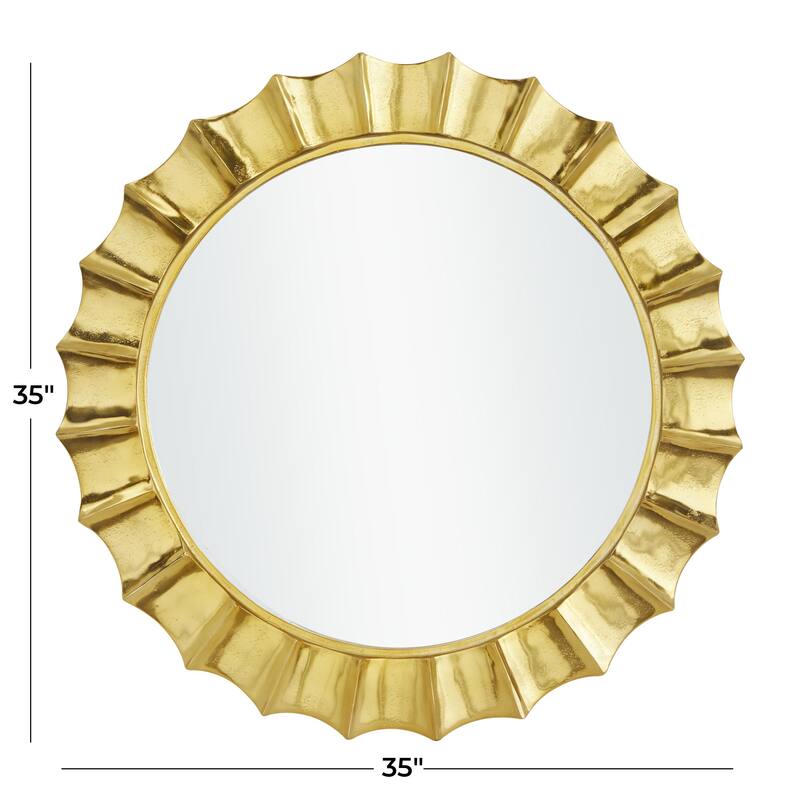 Aluminum Metal Starburst Wall Mirror - Gold - Roche River Decor