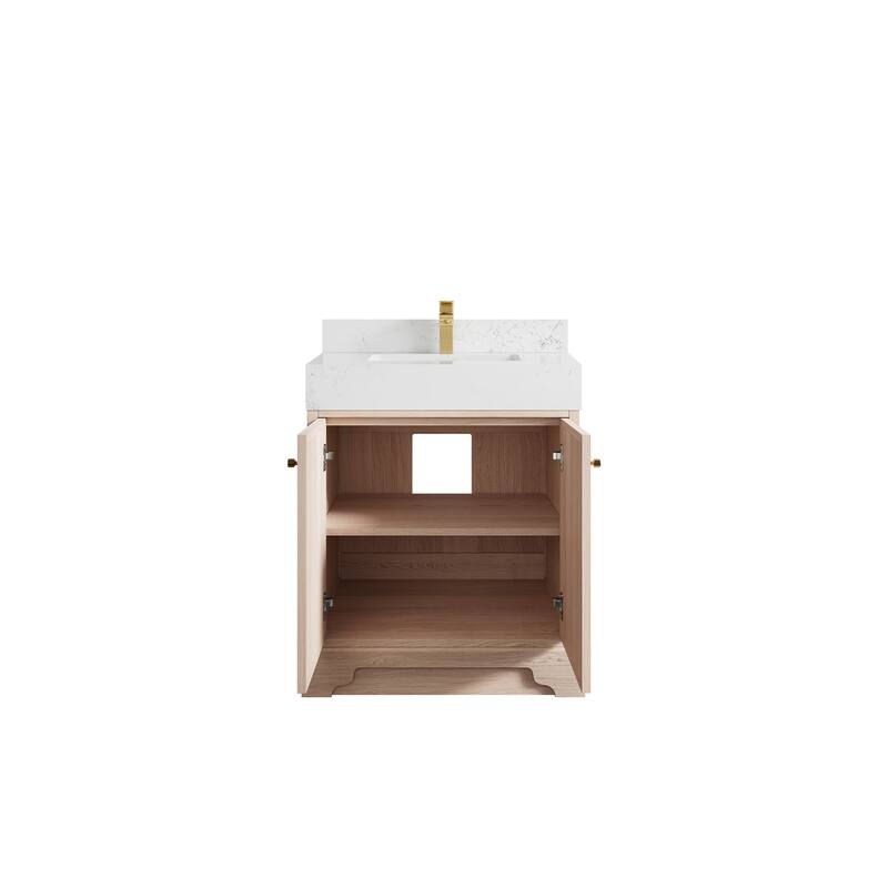 Willow Collections 30 in. W x 22 in. D Manhattan Oak Wood Single Sink Bathroom Vanity with Countertop