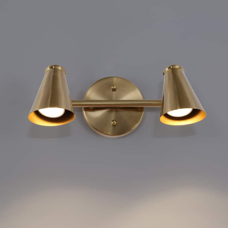 Modern 2-Light Black Gold Bathroom Vanity Light Dimmable Metal Wall Sconces