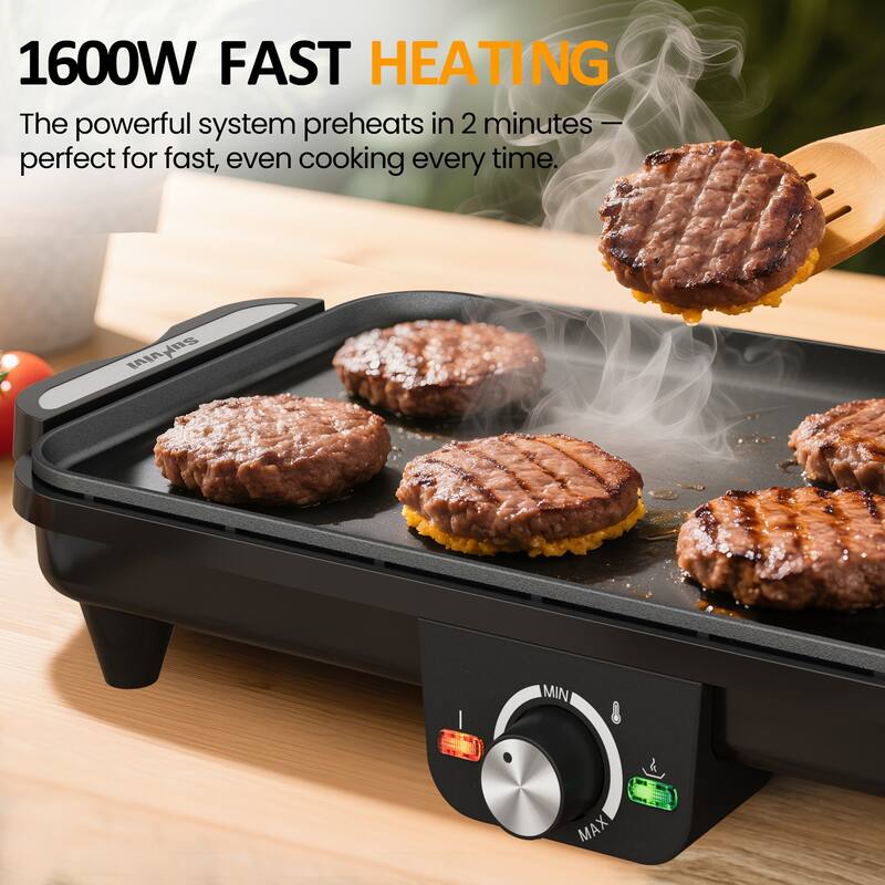 1600W Electric Griddle with Dual Cooking Zones