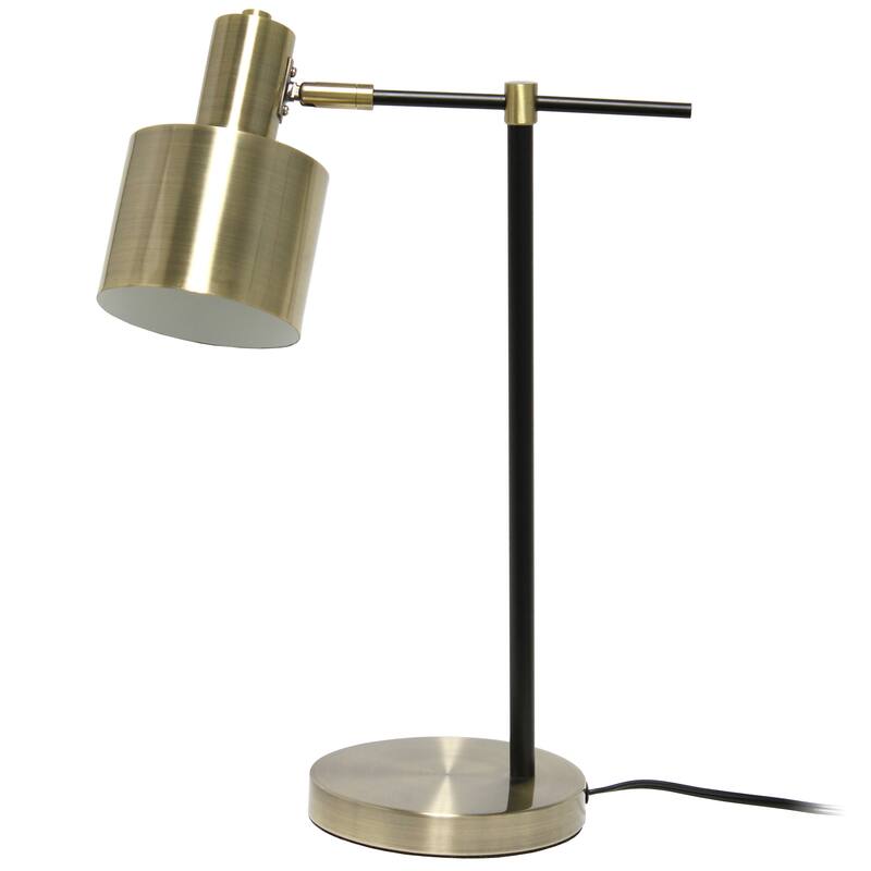 HomeRoots 22" Antiqued Brass And Black Metal Table Lamp With Antiqued Brass Globe Shade - 7.00 in. x 21.80 in. x 15.50 in.