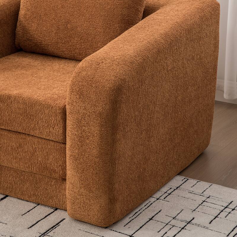 40" Convertible Chenille Floor Sofa Bed, Foldable Boneless Mattress Cloud Single Couch Lounge Chair with Armrest & Pillow