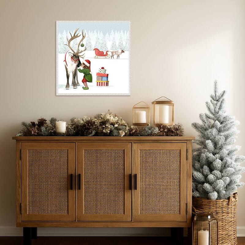 Christmas Love II by Grace Popp (22 x 22 in.), Framed Canvas Wall Art Print - Sylvie Beaded White