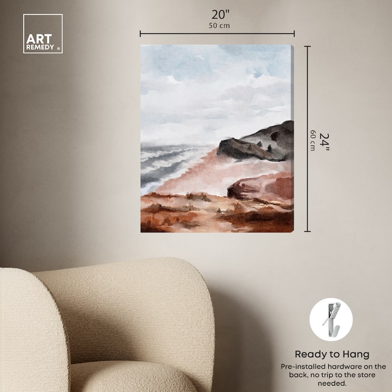 Art Remedy Close To The Harbour Gallery Wrapped Landscape 1 Piece Canvas Wall Art Watercolor Style