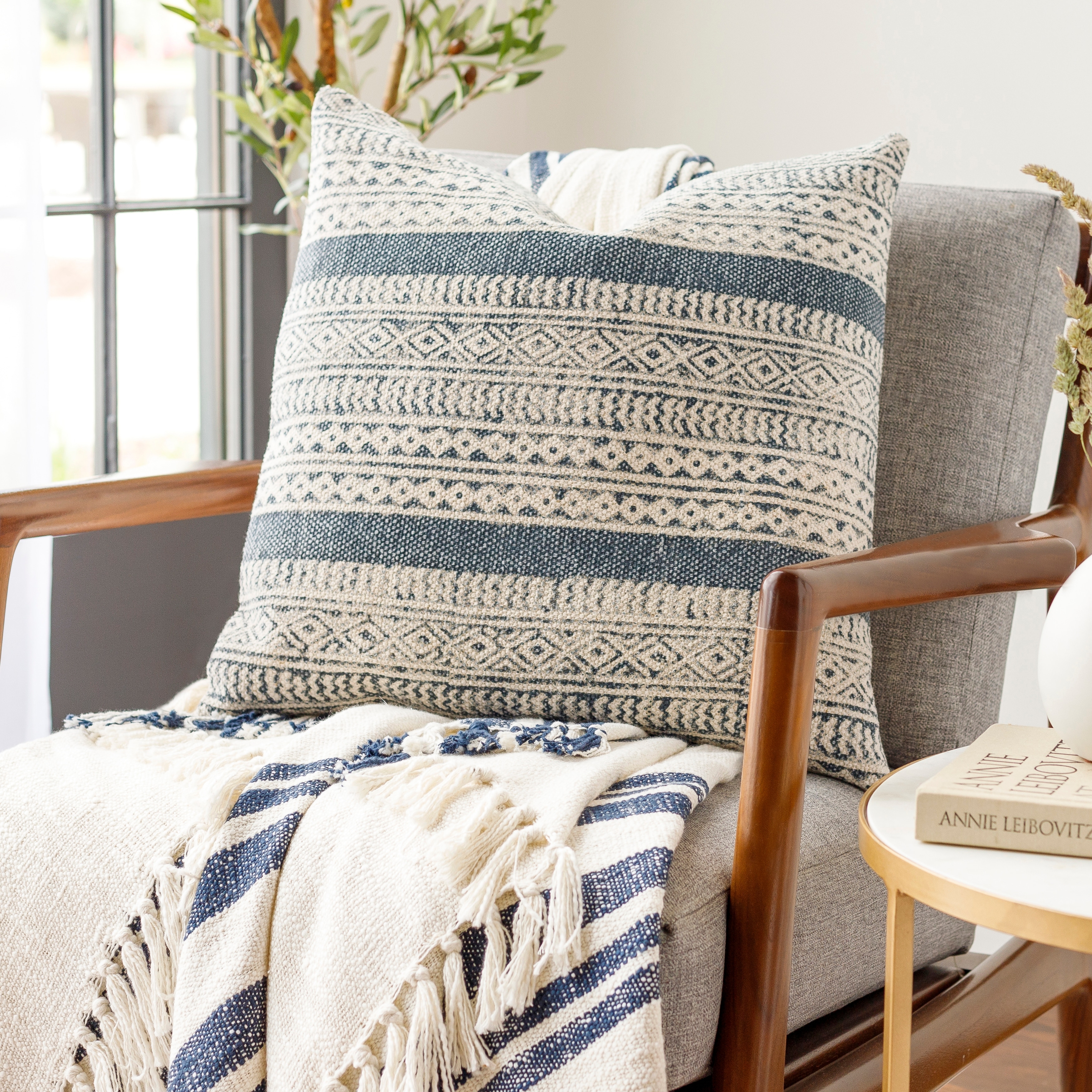 Stripe throw pillow top