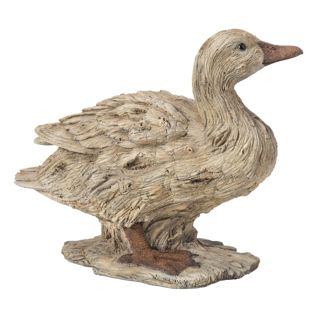 10.75" Driftwood look Duck Outdoor Garden Statue