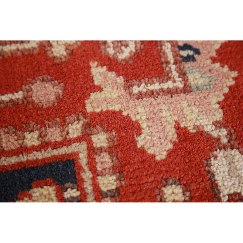 Hand Knotted Oriental 100% Wool Carpet Traditional Medallion Oranges & Rust Heriz (serapi) Area Rug - 9' 9'' X 8' 0''