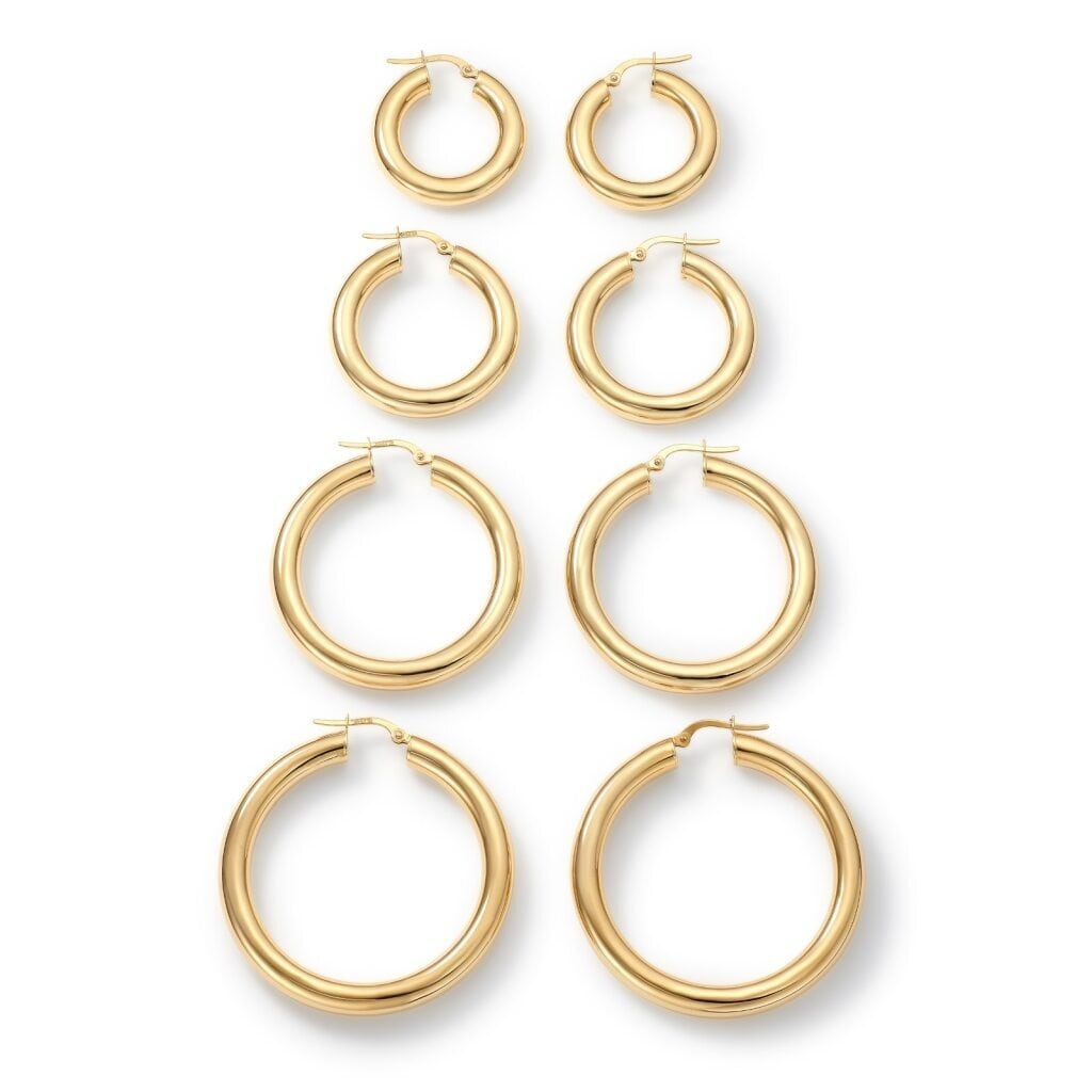 Clover 14k Yellow Gold Chunky High-Polish Round Hoop Earrings 5mm