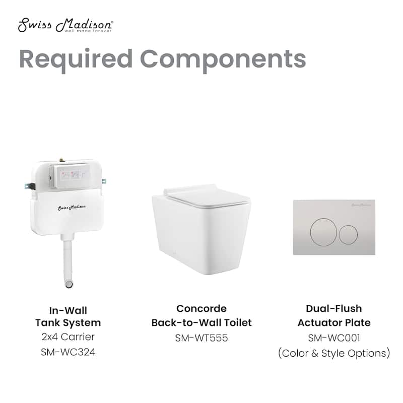 Bastille Back To Wall Concealed Tank Toilet Bowl Bundle In Glossy White - 22.63" x 13.77" 15.94"