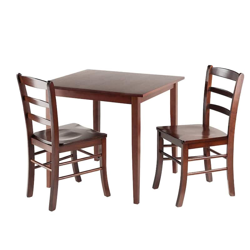 Square Dining Table Set with 2 Chairs - Small Kitchen Table, Walnut Finish, Living Room Dining Set