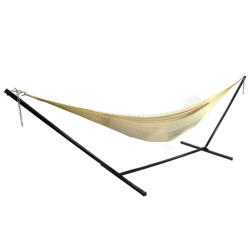 Sunnydaze XXL Thick Cord Mayan Hammock & Hammock Stand - Natural
