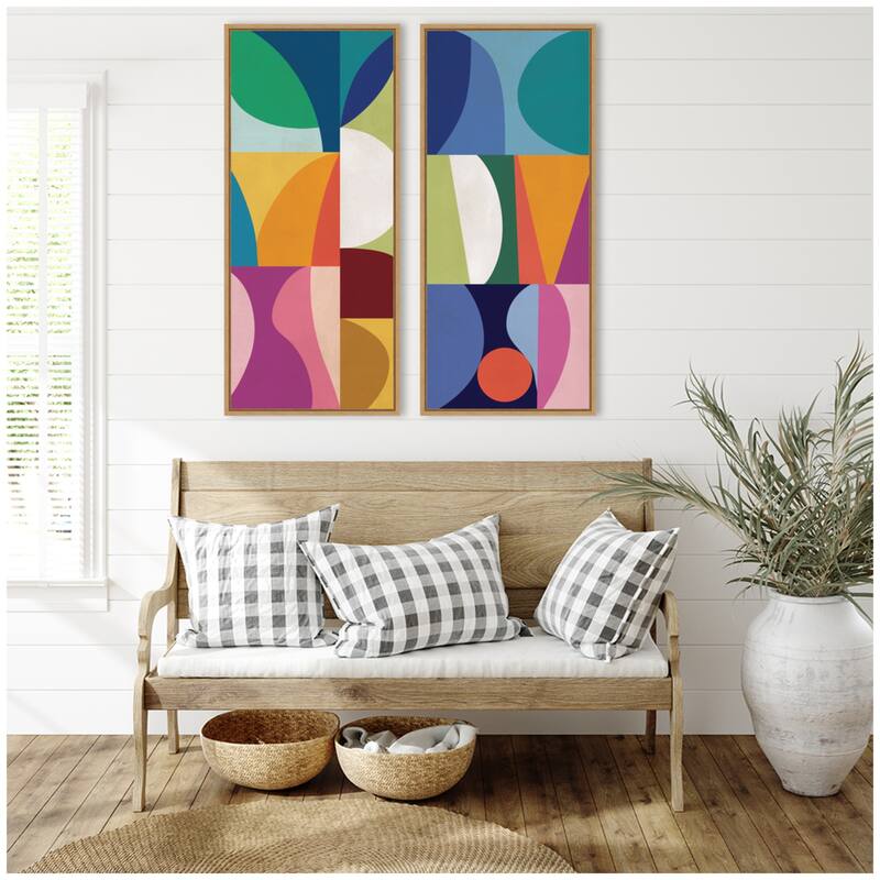 Kate and Laurel Abstract Panels 2 Piece Framed Canvas Wall Art Set by Rachel Lee