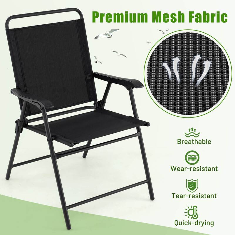 Costway Set of 4 Outdoor Folding Dining Chairs with Armrests - See Details