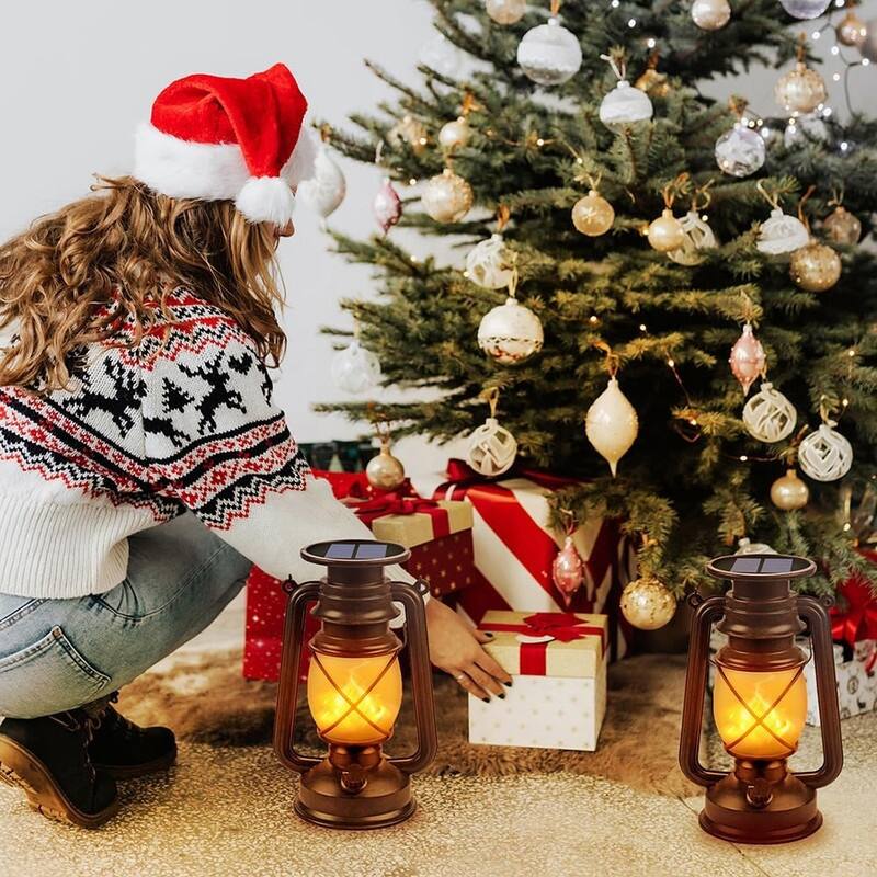 Solar Lantern Outdoor Hanging Solar Lights Dancing Flame Led