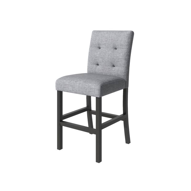 5-Piece Counter Height Dining Set Wood Square Dining Room Table and Chairs Stools w/Footrest & 4 Upholstered high-back C