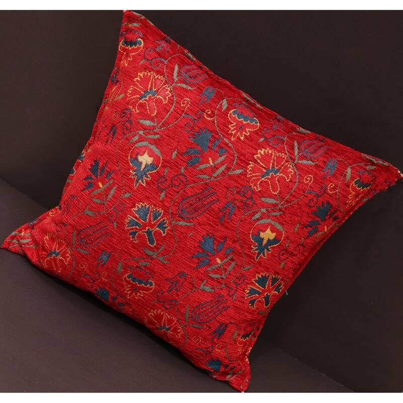 Carnation Fern Chenille Turkish Decorative Pillow