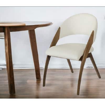 HomeRoots Set of Two Cream And Brown Upholstered Faux Leather Dining Side Chairs