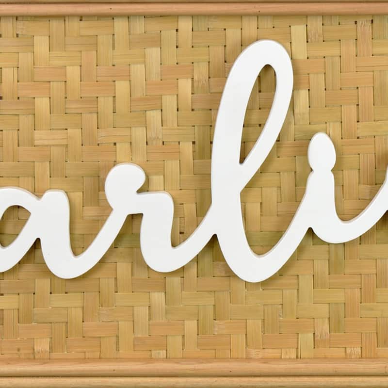Darling Wall Decor Sign, 28 Inch Brown Wood Background, White