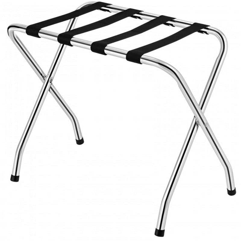 Black Foldable Luggage Rack with Nylon Belts for Home
