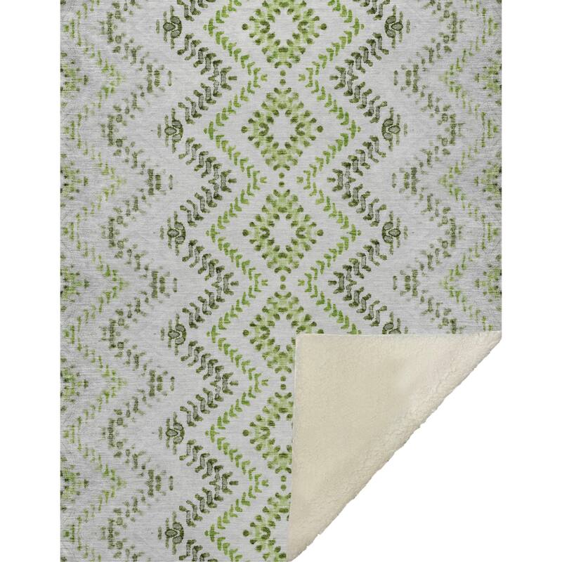 Premium Machine Washable Boho Global Sherpa Throw Blanket
