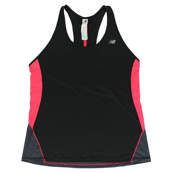 New Balance Womens Ice Mesh Tank Top Black - Black/Dark Grey/Bright Pink - XL. Opens flyout.