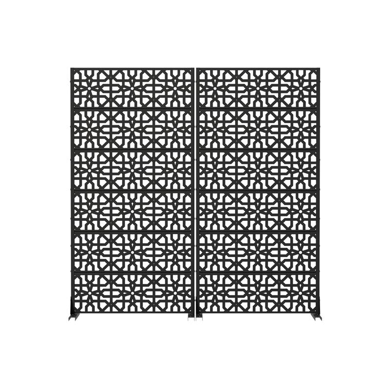 Rectangle Outdoor Privacy Screens Metal Screen Fence Panel Set of 2