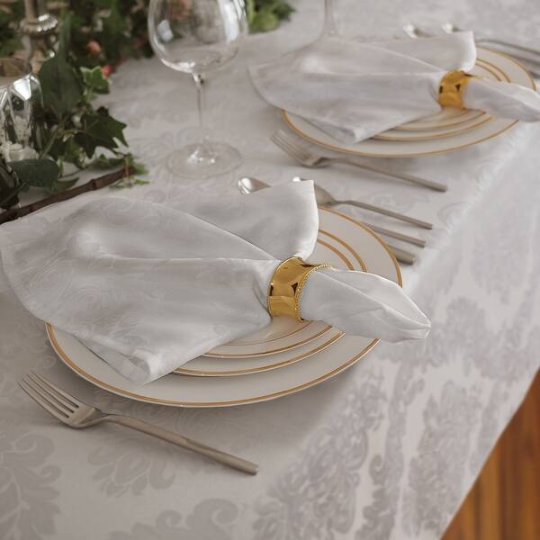 17 in. W x 17 in. L Elrene Barcelona Damask White Fabric Napkins (Set of 4) 17 in. W x 17 in. L Elrene Barcelona Damask White Fabric Napkins (Set of 4)