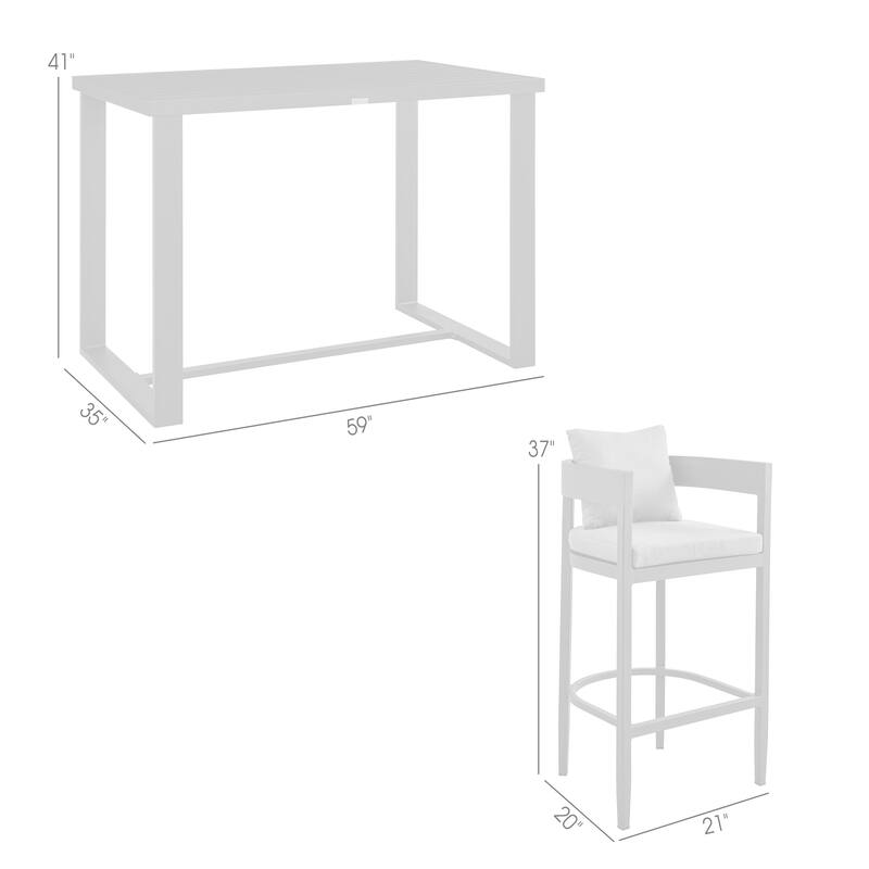 Argiope Grey Aluminum Outdoor 5-Piece Bar Height Dining Set