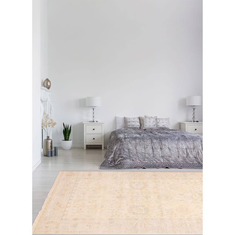 ECARPETGALLERY Hand-knotted Modern Oushak Light Khaki Wool Rug - 8'2 x 10'0