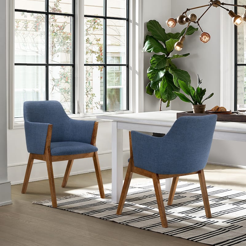 Renzo Mid Century Modern Upholstered Wood Dining Chairs - Set of 2