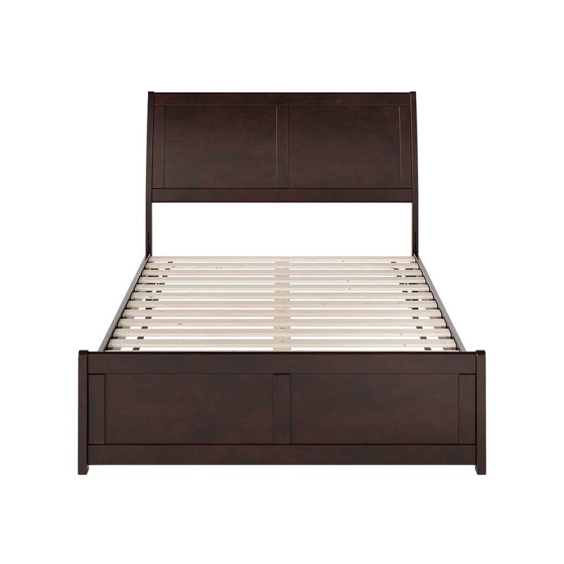 Valencia Solid Wood Low Profile Sleigh Platform Bed with Matching Footboard