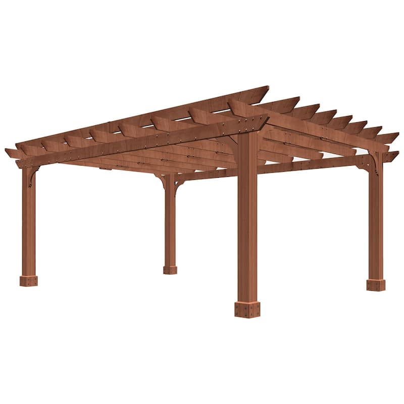 VEIKOUS Outdoor Cedar Wood Pergola Gazebo Kit with Flat Roof Trellis for Patio, Deck, Garden and Backyard