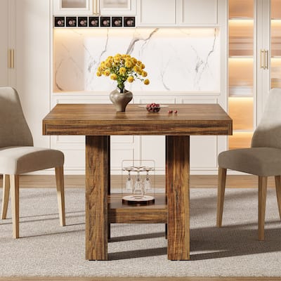 Small Dining Kitchen Table with Shelf Storage