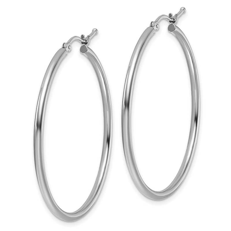 Curata 10k White Gold Polished Hinged 40x2mm Round Hoop Earrings