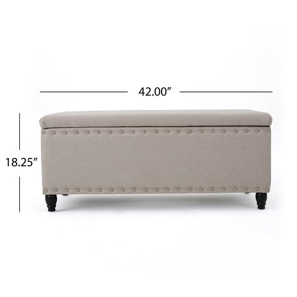 dimension image slide 4 of 10, Tatiana Contemporary Fabric Storage Ottoman with Nailhead Trim by Christopher Knight Home