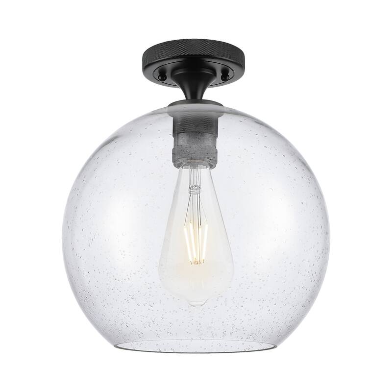 Innovations Lighting 434-1F-10-10 Crown Point Flush Mount Crown Point - Matte Black / Seedy