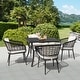 preview thumbnail 10 of 16, Outdoor Patio Aluminum Dining Set with Cushions, Black and Beige 5pcs set